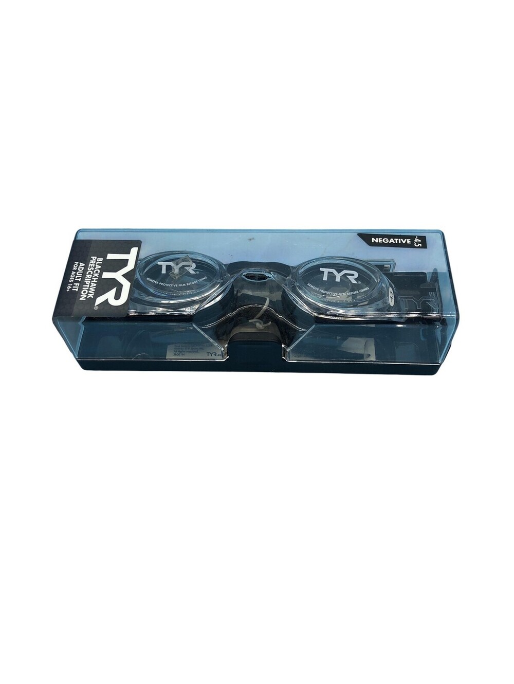 TYR Blackhawk Prescription Swim Goggles Black Adult Fit Negative -4.5 Lenses